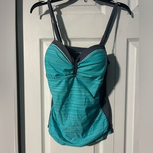 Free Country Black and Teal Swimsuit Top